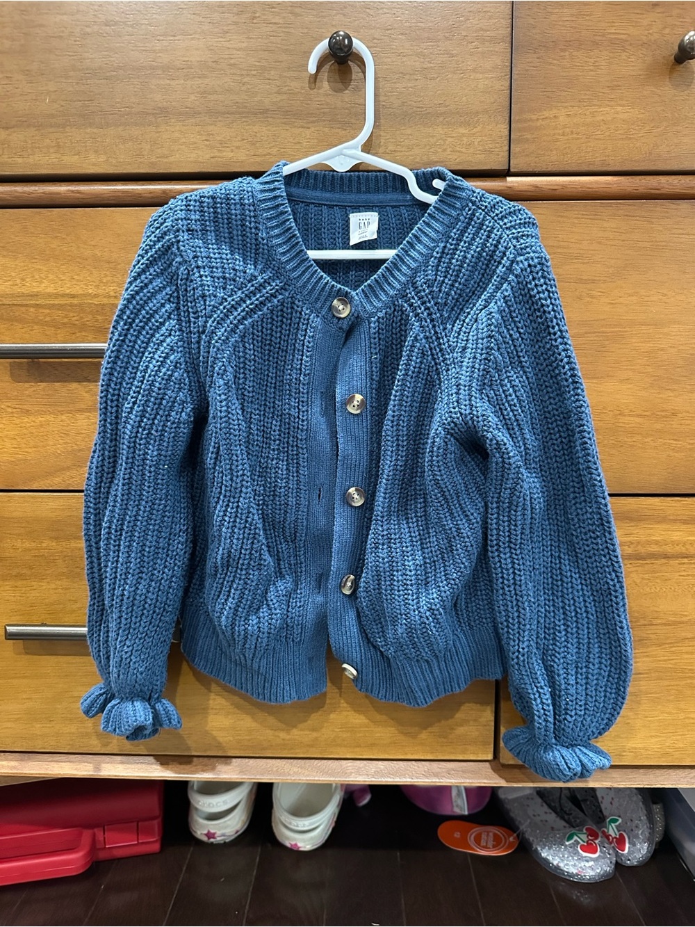 GAP Denim Blue Chunky Knit Button Cardigan